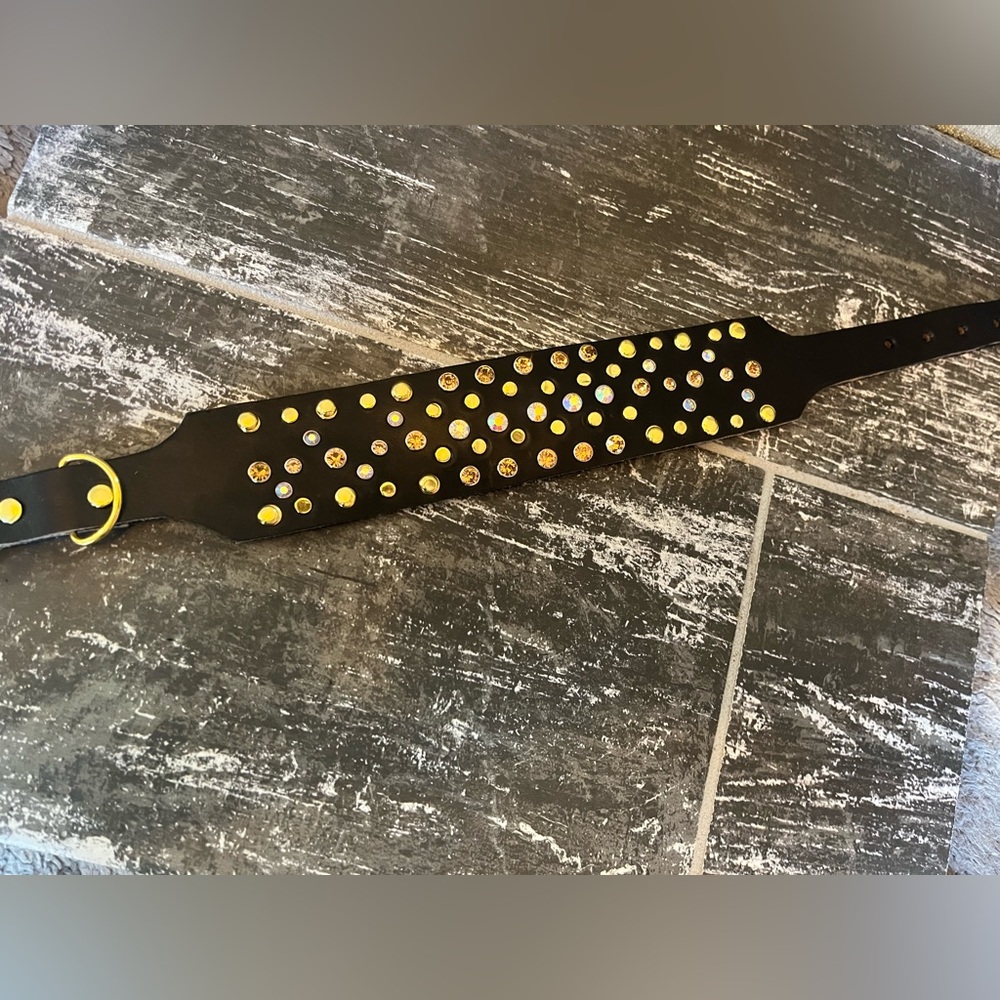 Crystal leather handmade dog collar - Picture 3 of 6